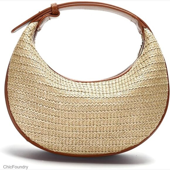 Handbags - Straw Woven Hobo Crossbody Bag Adjustable Strap Beach Vacation Purse